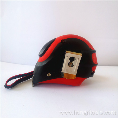 Red Black Auto-Lock Measuring Tape With Nylon Blat